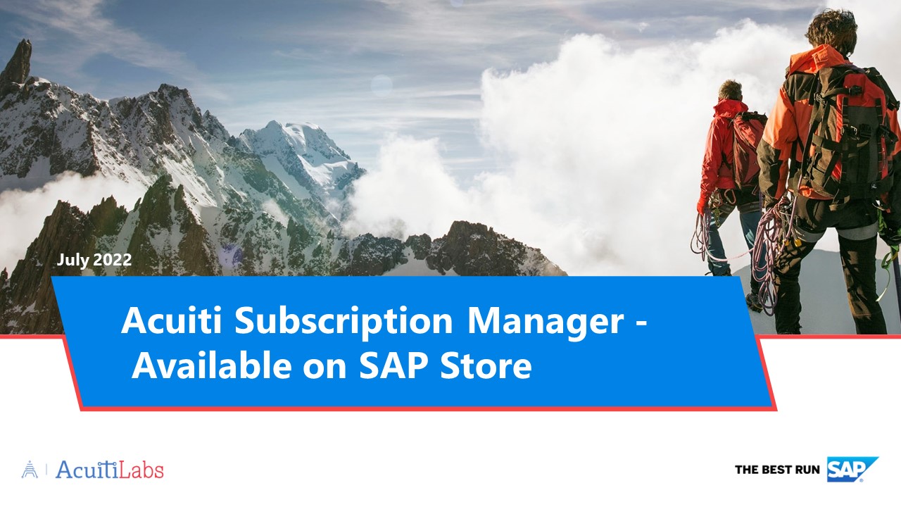 Acuiti Subscription Manager - Available on SAP Store