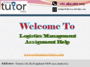 Logistics Management Assignment Help PPT