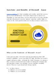 Functions and Benefits of Microsoft Azure