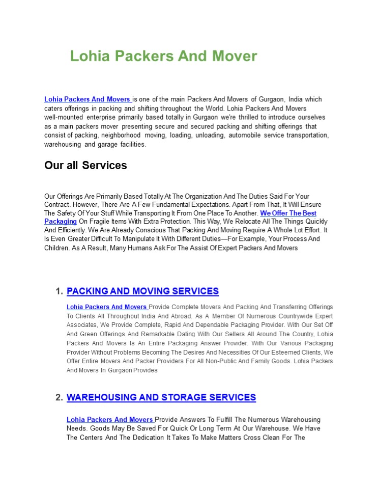 Lohia Packers And Mover