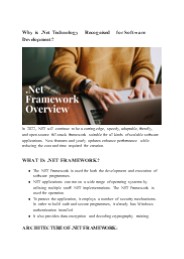 Why is .Net Technology Recognised for Software Development?