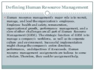 Defining Human Resource Management