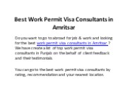 Best Work Permit Visa Consultants in Amritsar