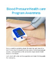 Blood Pressure Health care Program Awareness
