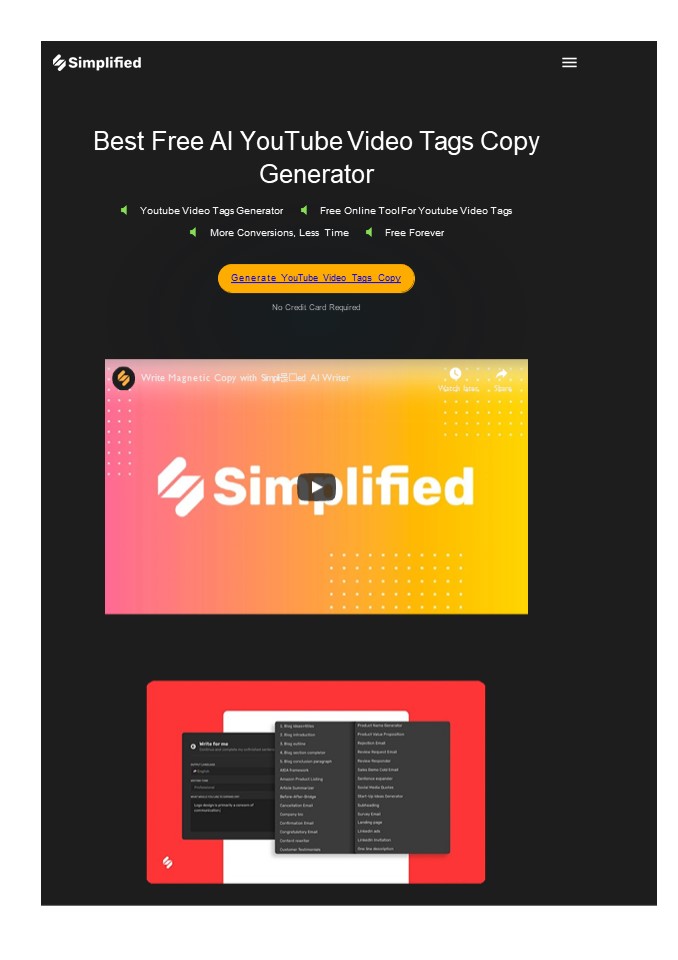 Free Youtube tag Generator
