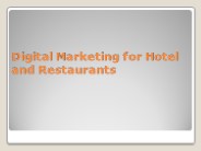 Digital Marketing for Hotel and Restaurants
