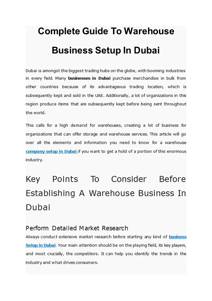 Guide To Warehouse Business Setup In Dubai