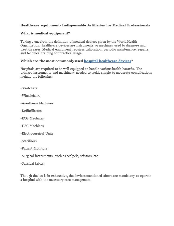 PPT Healthcare equipment Indispensable Artilleries for Medical