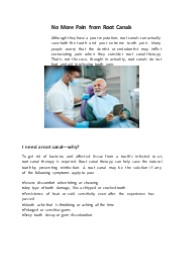 No More Pain from Root Canals