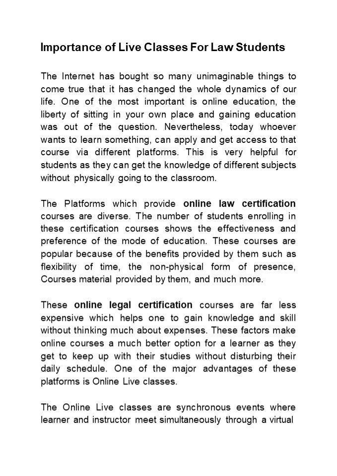 Importance of Live Classes For Law Students