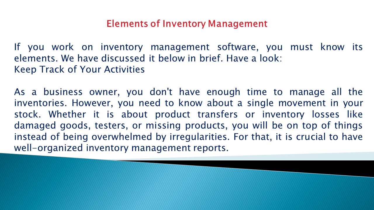PPT Elements of Inventory Management PowerPoint presentation free