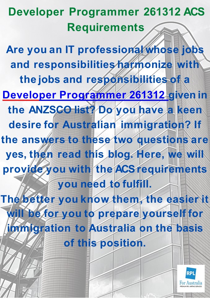 Developer Programmer 261312 ACS Requirements