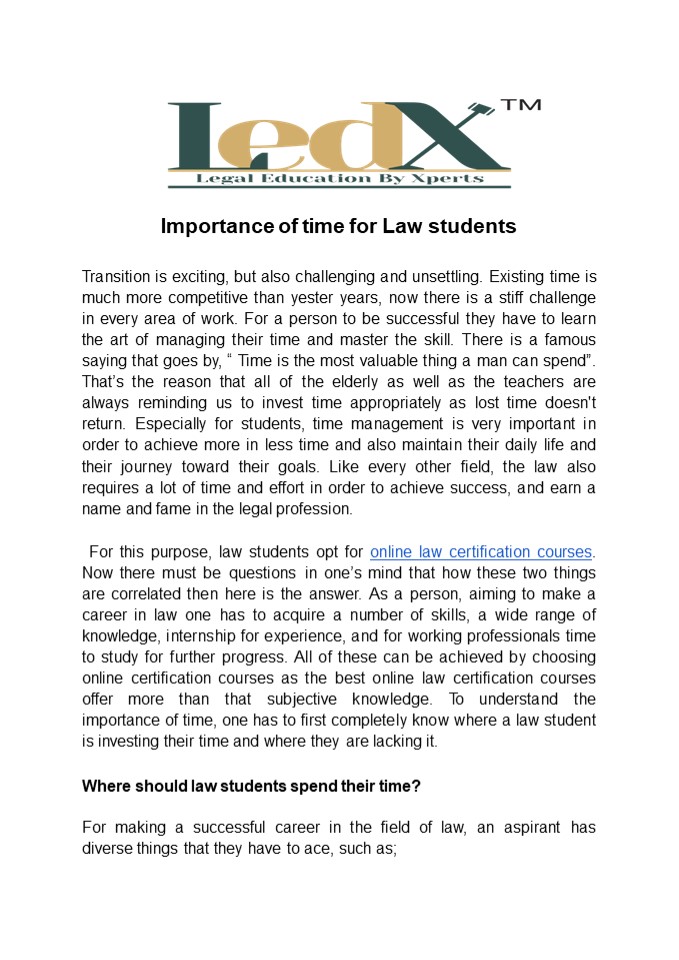 Importance of time for Law students