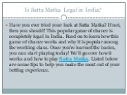 Is Satta Matka Legal in India