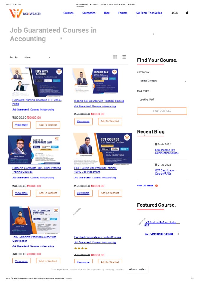 Job Guaranteed Courses in Accounting | 100% Job Placement | Academy Tax4wealth