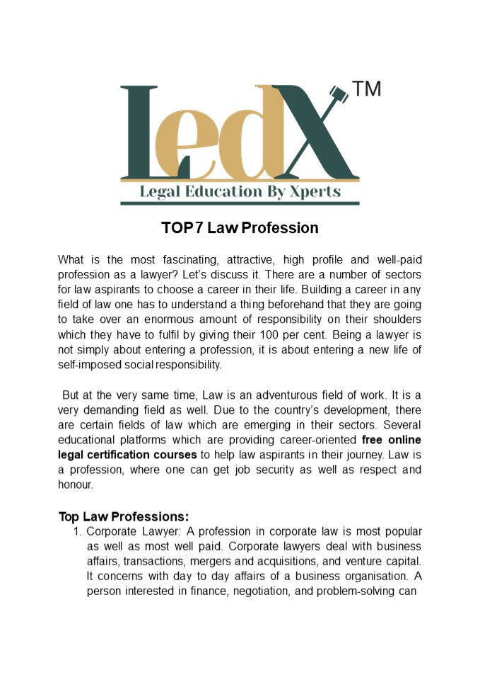 TOP 7 Law Profession