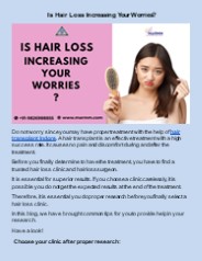 Is Hair Loss Increasing Your Worries?