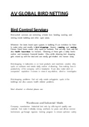 BIRD CONTROL SERVICES