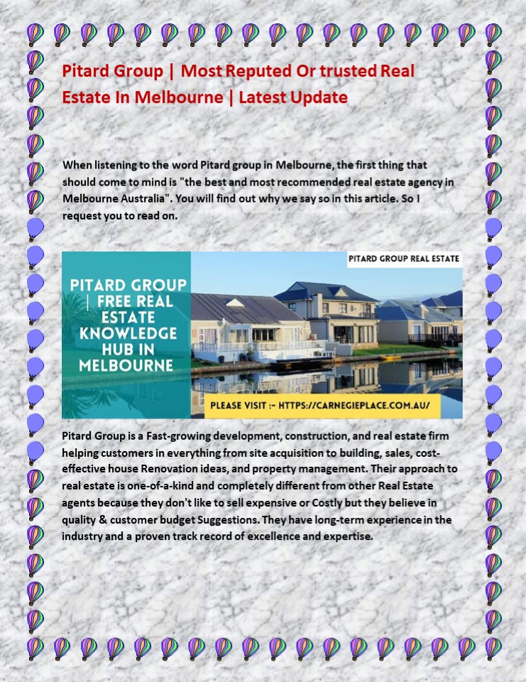 Pitard Group Austalia | Melbourne best Real Estate Advisor |free Real Estate Info Provider