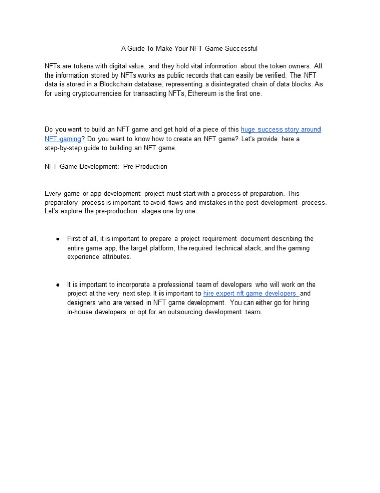 A Guide To Make Your NFT Game Successful