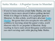 Satta Matka - A Popular Game in Mumbai