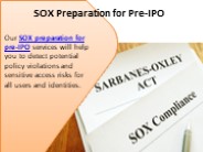 SOX Preparation for Pre-IPO