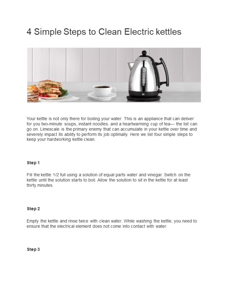 PPT 4 Simple Steps to Clean Electric kettles PowerPoint presentation