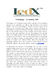 Criminology- an aspiring field