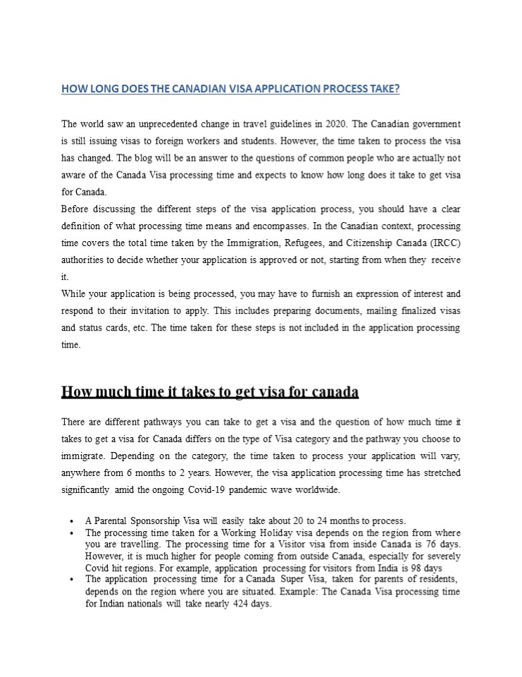 How Long Does The Canadian Visa Application Process Take?
