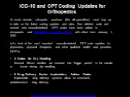 ICD-10 And CPT Coding Updates For Orthopedics