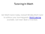 Tutoring In Maths