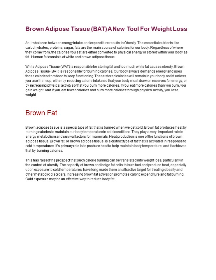Brown Adipose Tissue (BAT) A New Tool For Weight Loss - Best Cool Man ...
