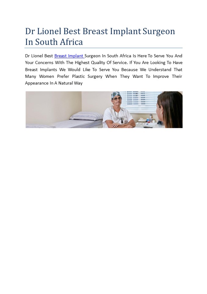 Dr Lionel Best Breast Implant Surgeon In South Africa