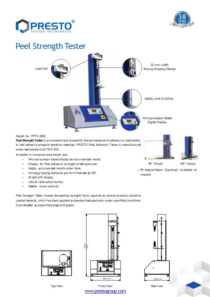 Features and Specification of peel strength tester-Prestogroup