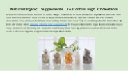 Natural/Organic Supplements To Control High Cholesterol