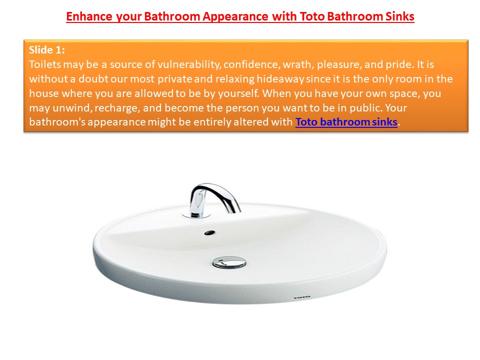 PPT Enhance your Bathroom Appearance with Toto Bathroom Sinks