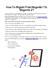 How To Migrate From Magento 1 To Magento 2?