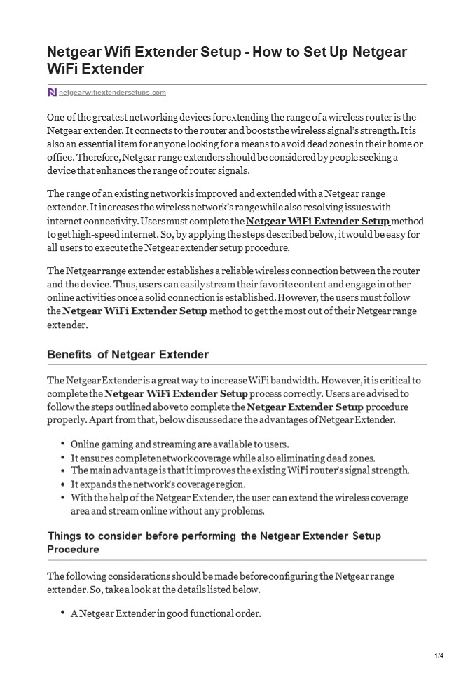 Netgear Wifi Extender Setup