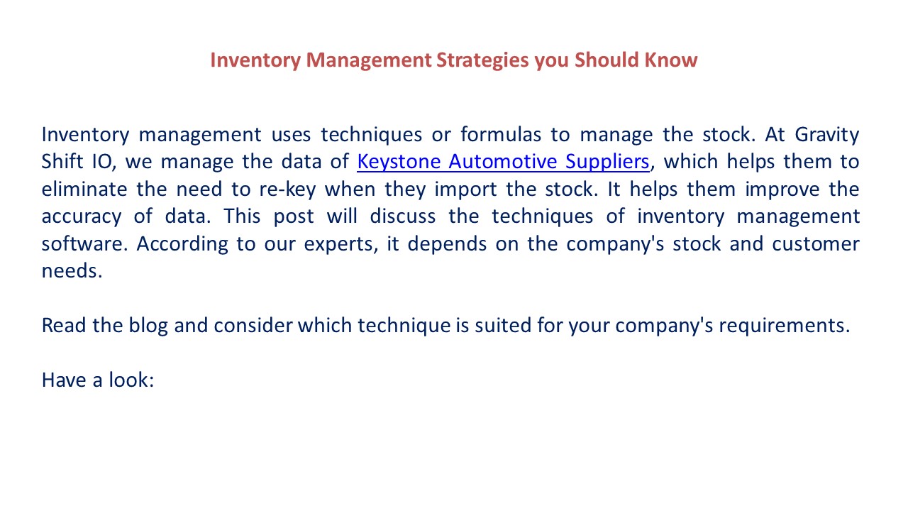 Inventory Management Strategies you Should Know