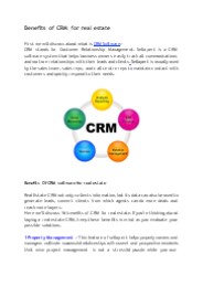 Benefits of CRM for reral estate