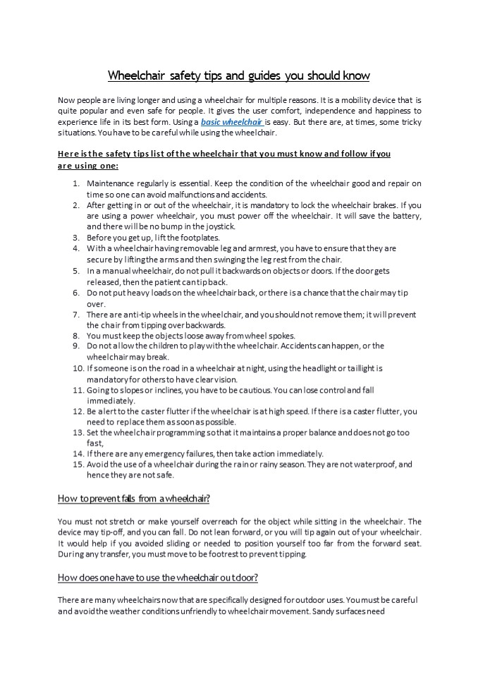 Wheelchair safety tips and guides you should know