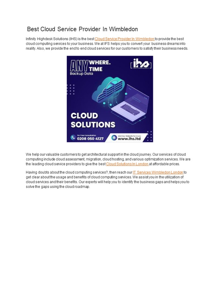 Best Cloud Service Provider In Wimbledon