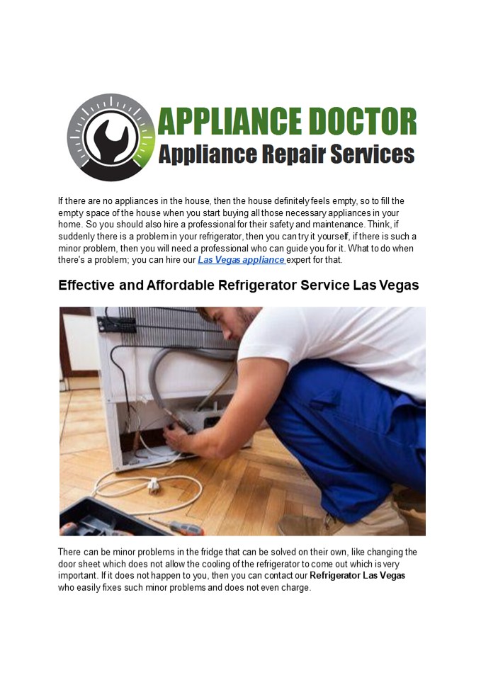 Affordable Home Appliance Maintenance & Repair Services In Las Vegas