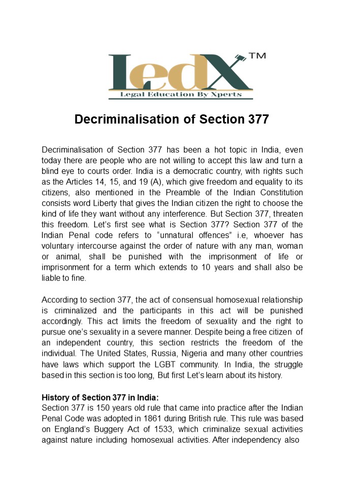 Decriminalisation of Section 377
