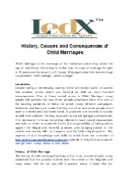 History, Causes and Consequences of Child Marriages