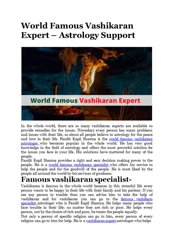 World Famous Vashikaran Expert - Astrology Support