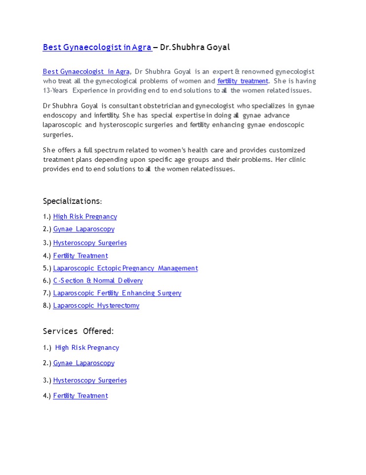 Best Gynaecologist in Agra – Dr.Shubhra Goyal