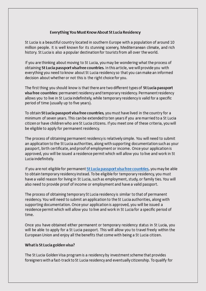 Everything You Must Know About St Lucia Residency