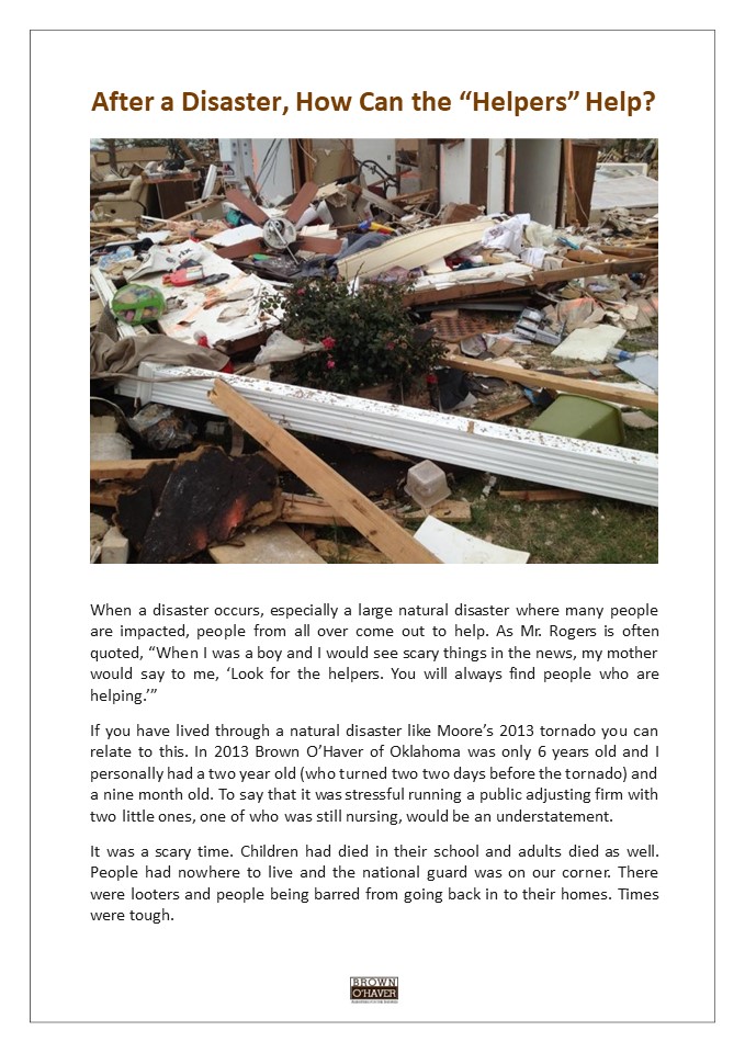 After a Disaster, How Can the “Helpers” Help?