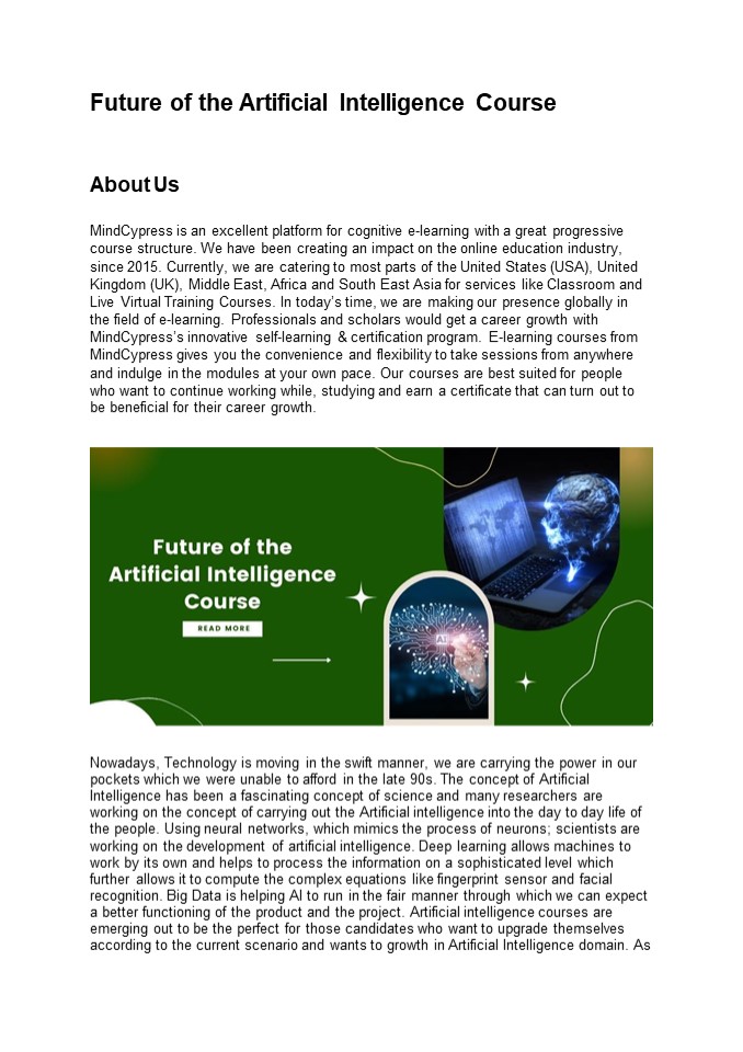 Future of the Artificial Intelligence Course